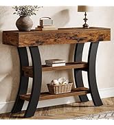Tribesigns 41" Small Console Table for Entryway, 3-Tier Rustic Sofa Table with Storage Shelves an...