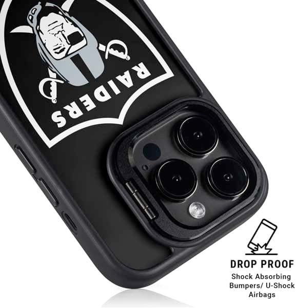 Skinit Kickstand Phone Case Compatible with iPhone 15 Pro Max - Officially Licensed NFL Las Vegas Raiders Large Logo Design