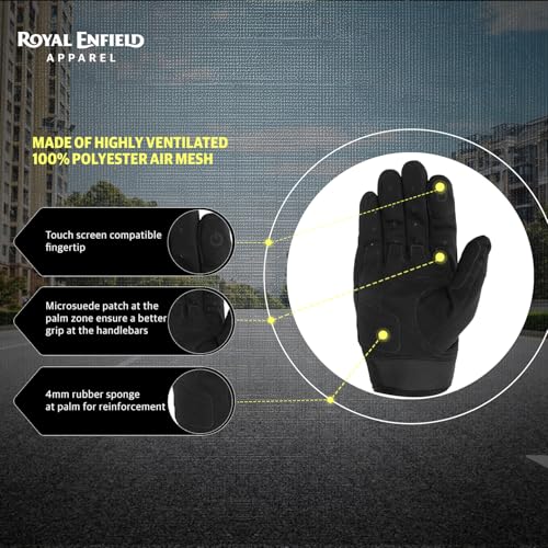 Image of Royal Enfield Kommuter Riding Gloves | Impact Resistance:TPR Knuckle Protectors | Throttle Control:Reinforced Palm Grip | Steady Grip:Microsuede Palm Patch | Breathable Construction | Black & Blue XL