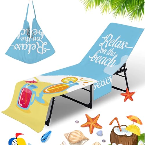Cyiecw Funda protectora para tumbona de jardín, de rizo, con 2 bolsillos, para piscina, playa, hotel, jardín, 75 x 200 cm (juices)