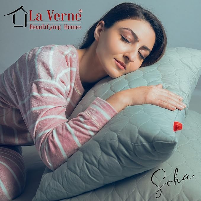 Image of LA VERNE Microfiber Virgin Microfibre Blown Technology Filled Luxurious Anti Bacterial Cloth Sleeping Pillow Pack of 2 (27X16 Inch) (2, Greyy, 27.5X17)