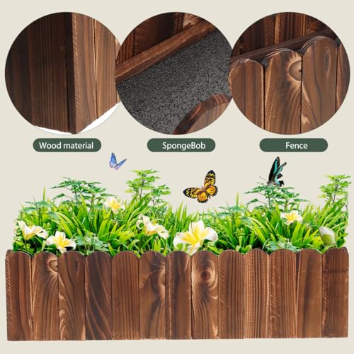 Jardinière en bois style piquet robuste avec base de fleurs réaliste extérieure