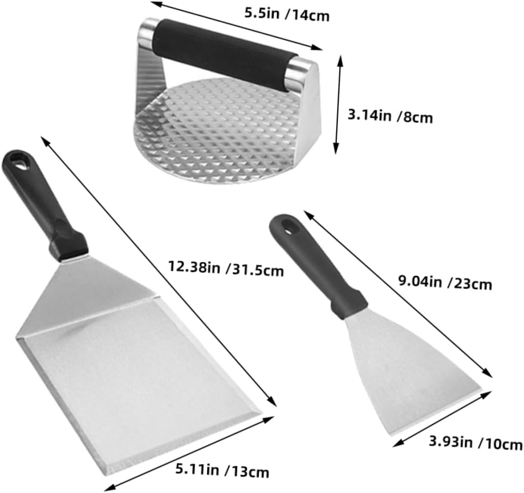Balacoo 1 Set Stainless Steel BBQ Tool Grill Accessories with Burger Press Spatula for Outdoor Cooking Camping Grilling Essentials Versatile Cooking Tools for All BBQ Enthusiasts