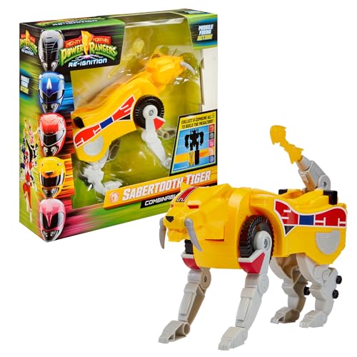 Power Rangers – Colección Megazord, Zords articulado combinable, figurina, 20 cm, Modelo Sabertooth Tiger Dinozord, para niños a Partir de 4 años, PWG052