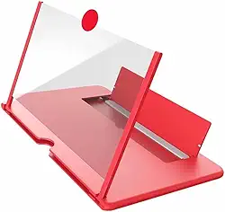 Ampliador de Tela 12 Polegadas para Celular Suporte Dobrável com Proteção Ocular Compatível até 7' Cores (Branco e Vermelho)