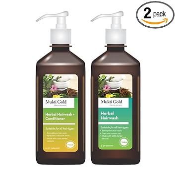 Axiom Mukti Gold Combo of herbal Hair wash 500 ml and Herbal Hair wash with Conditioner | With The Goodness Of Herbs | Added Hair Repair System For Soft| Made With Herbal Extracts| Natural Herbal Extracts | WHO-GLP,GMP,ISO Certified Product