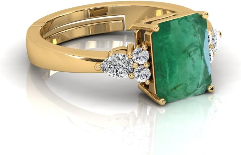 7.00 Carat Unique Natural Emerald Gemstone Promise Gold Plated Ring For Birthday Present For - Image 3