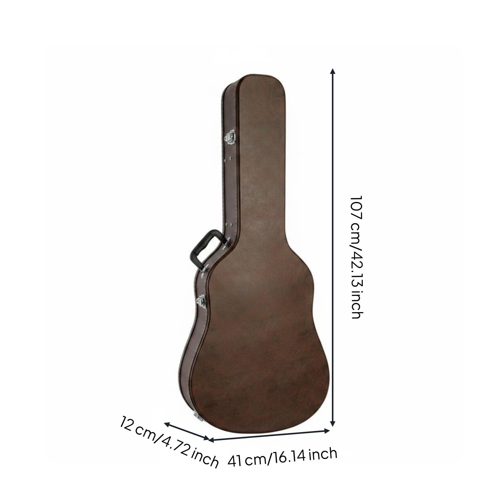 Qianly Attrezzatura Musicale Imbottitura 20 Mm, Custodia Rigida Per Chitarra 40/41 Pollici, PU, Marrone Retrò, Interno Nero, Con Maniglia