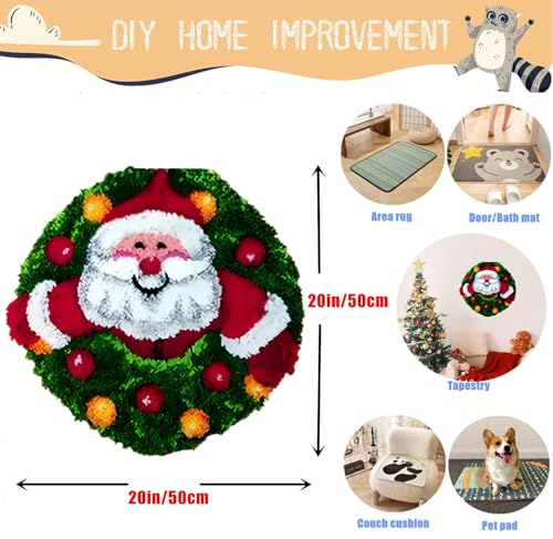 Image of Latch Hook Kits for Adults - DIY Latch Hook Rug Kits, Crochet Kit for Beginners, Rug Making Kits with Printed Canvas, Gift Packaging. (Father Christmas, 20x20 inch)