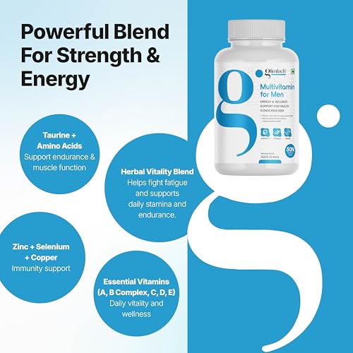 Image of GLIMLACH Multivitamins For Men, 50 Multivitamin Tablets, with Zinc, Vitamin C, Vitamin D3