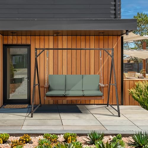 Image of Arden earthFIBER Indoor /Outdoor Swing Cushion Set, 56 x 20, Water Repellent, Fade Resistant, Cushion Set for Swing or Bench Sage Green Texture