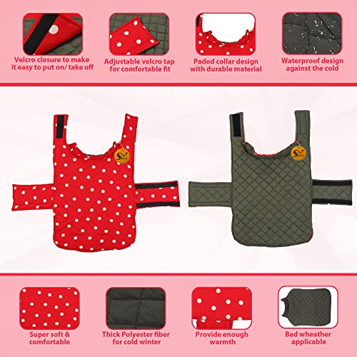 Image of Sage Square Dual-Sided Polka Dot Dog Jacket - Protective Cold-Weather Gear for Pets, Lightweight, Cushioned, Designed for Warmth & Comfort Indoors or Outside (Large - 26 Inches, Red and Grey)