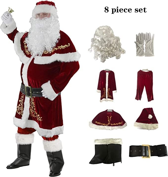 Kerstman Kostuum voor Volwassenen 8 Stks/set Fluwelen