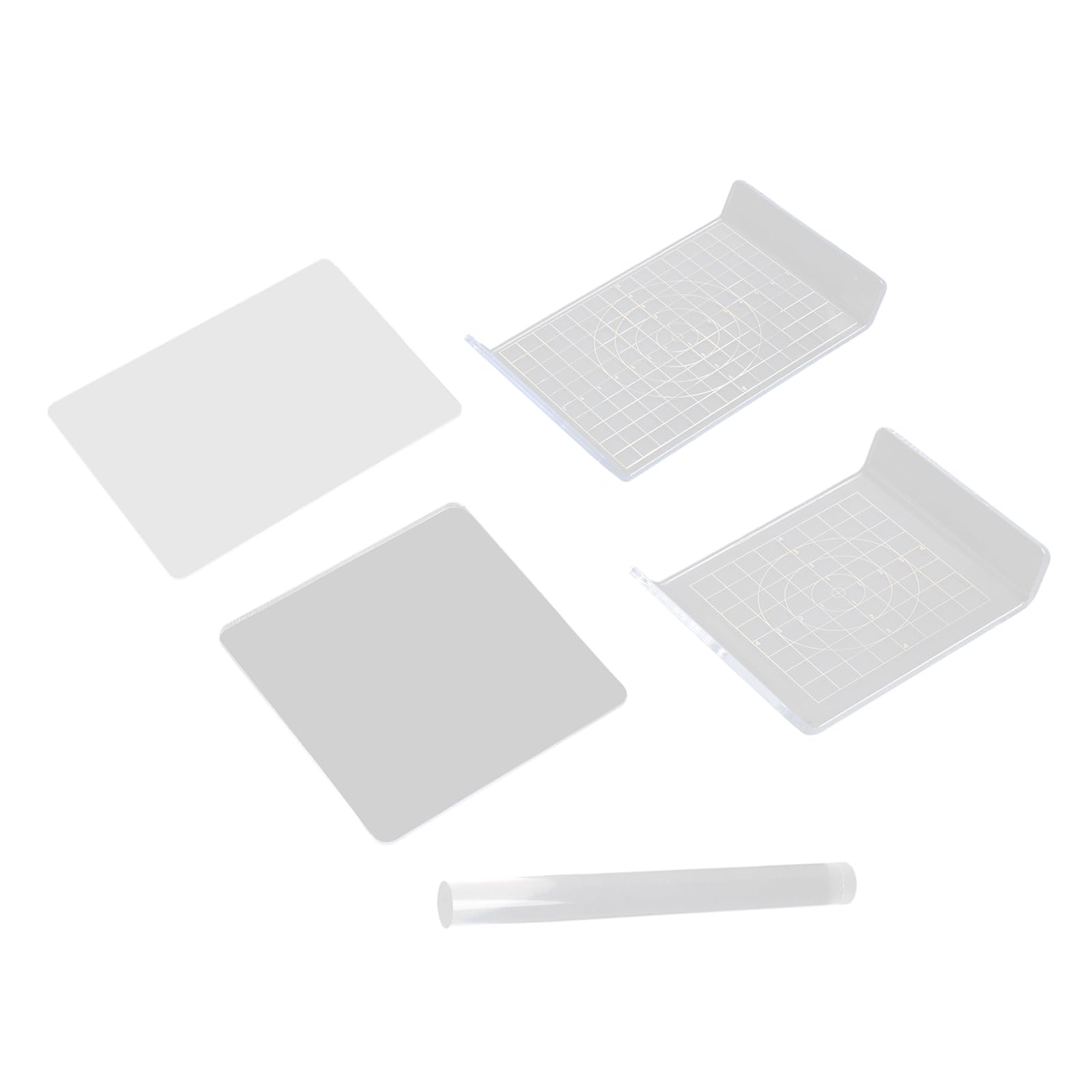 Hsioluted 4Pcs Acrylic Clay Sheet Board with Acrylic Clay Roller for Shaping Sculpting Stamping Portable Modelling Tool Professional Tool