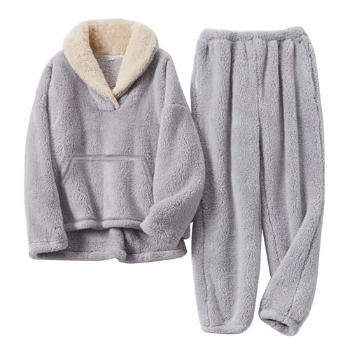 Kinder Schlafanzug Jungen Mädchen Flanell Pyjama Set Weiche Langarm Warme Schlafanzüge Pyjamahose Set Winter Fleece Pullover Oberteil Fleecefutter...