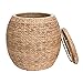 Household Essentials Handwoven Water Hyacinth Barrel Wicker Storage Basket Side Table, Natural