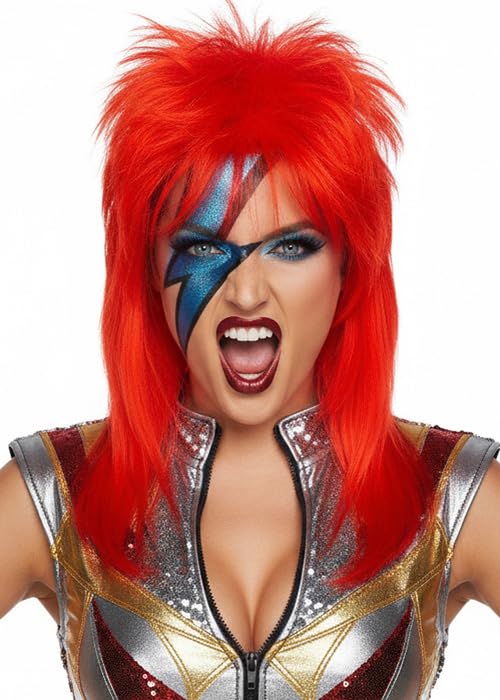 Struts 70s Glam Rock Deluxe Red David Bowie Ziggy Stardust Wig