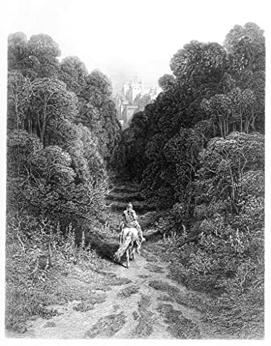 Toile Lancelot s'approche du château d'Astolat Gustave Dore deco salon 60x90