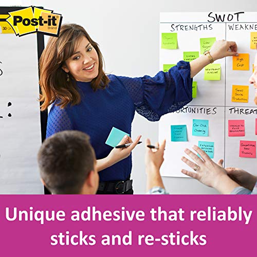 Image of 3M Post-it Dry Erase Writing Surface| White, 7 inch x 11 inch | Pack of 2 & Post-it Super Sticky Notes, 2X Sticking Power, 3 in x 3 in, 5 Pads /Pack, 90 Sheets /Pad (neon Colour)