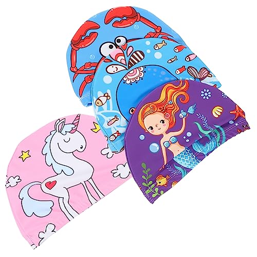 La Mejor Lista de Gorros para Niño Top 10. 36 Baluue Gorros para Niños 4 Piezas Gorro De Baño De Tela Gorros De Baño Sombreros para Hombres Gorro De Baño Niño Piscina para Piscinas para Adultos Paño Cangrejo Lindo...