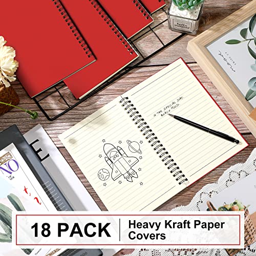 Image of Yahenda 18 Pcs Spiral Notebooks,1 Subject,Wide Ruled, Red