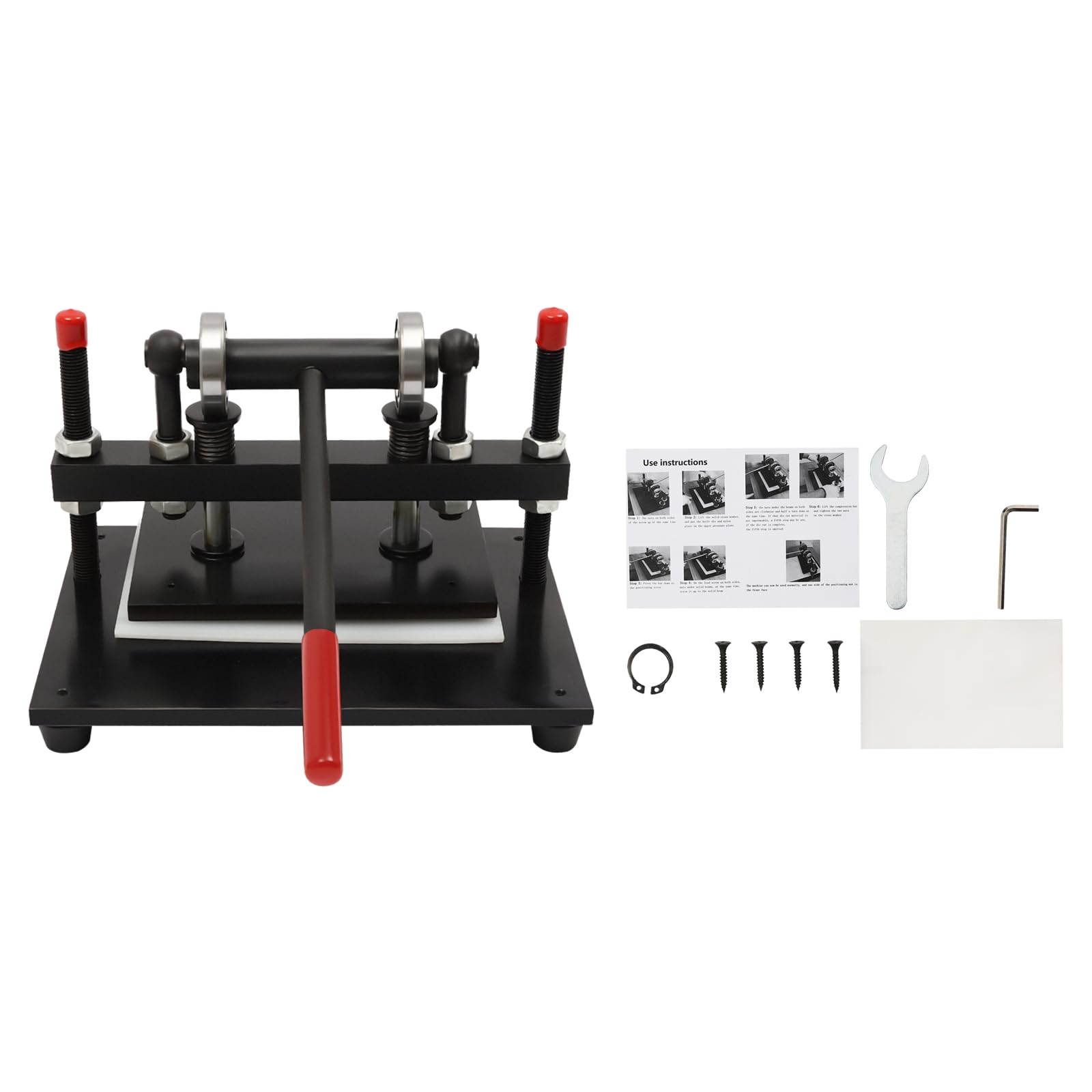 Prensa de gofrado manual 4409lbs fuerza de presión 38 x 31 cm encimera con chapa de acero de 18 mm y doble eje guía para trabajar el cuero estampado estampado como artesanía DIY accesorios