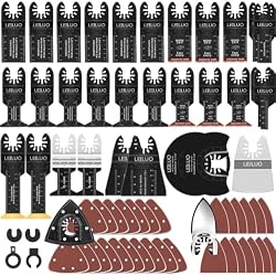 LEILUO 158 Pcs Multitool Blade Kits Cutting and Sandpaper Oscillating Tool Accessories Universal Oscillating Saw Blades with Storage Bag Compatible with DeWalt Makita Dremel and More