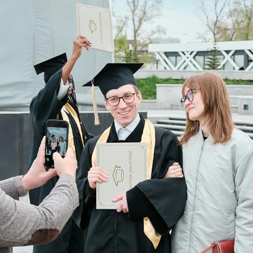 Image of Graduation Guest Book 2026 - Memory Scrapbook for College Gifts Graduation, Guest Book for Graduation Party Sign-In with Custom Message 120 Pages, 7x9 Inch Elegant Graduation Yearbook (White)