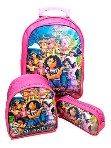 Kit Mochila de Rodinhas Infantil Encanto com Lancheira Térmica e Estojo