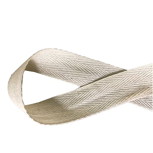 QIANF Twill Tape Ribbon 100% Cotton Natural Color 1 Inch Wide 50 Yard Roll Herringbone Tape(1 Inch-50Yard, Off-White)