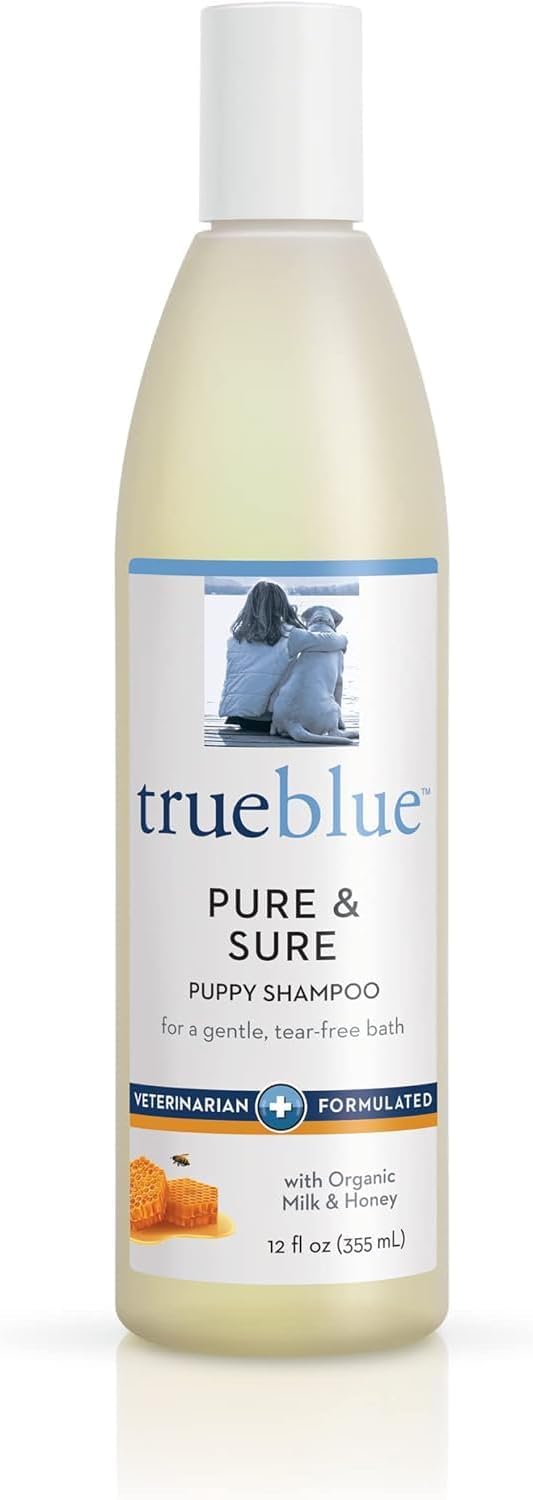 Trueblue Pure & Sure Puppy Shampoo – Cleansing Wash, Deodorizing, Moisturizing – Toxin Free, Milk, Honey Natural Botanical Blend – Tearless Dog Shampoos – 12 Fl. Oz.