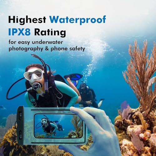 Image of Waterproof Mobile Pouch Cover for All Smartphones up to 6.5 Inches, Universal Phone Case Dry Bag with Secure Lock Seal, Touch Screen Compatible for Swimming, Beach, Boating, Rain Protection