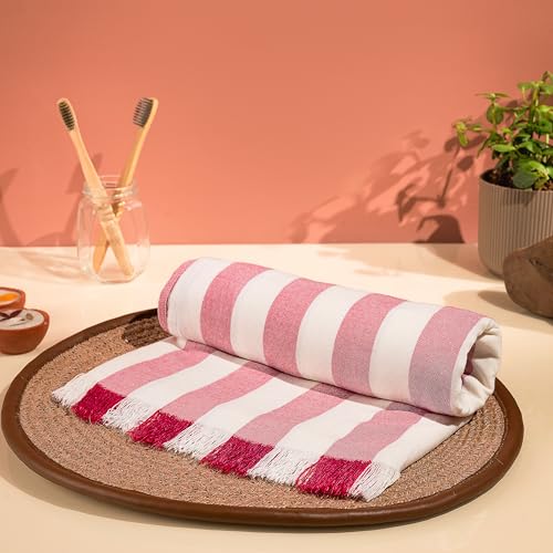 Image of Comforic 100% Bamboo Towels for Bath Large Size | Bamboo Bath Towel for Men & Women | Ultra Soft, Absorbent, Lightweight, Quick Dry Towel for Bath, Beach, Travel, Gym | 75x150 cm - Set of 1 Red Pink