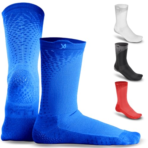 LUX Chaussettes de sport antidérapantes GripArray™ (breveté) avec technologie antidérapante, bleu, taille unique