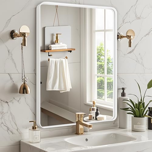 Fabuday Bathroom Mirror 20x30 Inch - Rounded Rectangle White Over