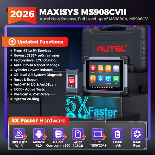 Autel MaxiSys MS908CV II Truck Scanner: 2026 Heavy Duty Tool for Commercial Semi Trucks, OE C0ding, J-2534 Pr0grammer, 64 Service as MS909CV MS908S Pro II Elite II Pro Ultra Lite - Image 3