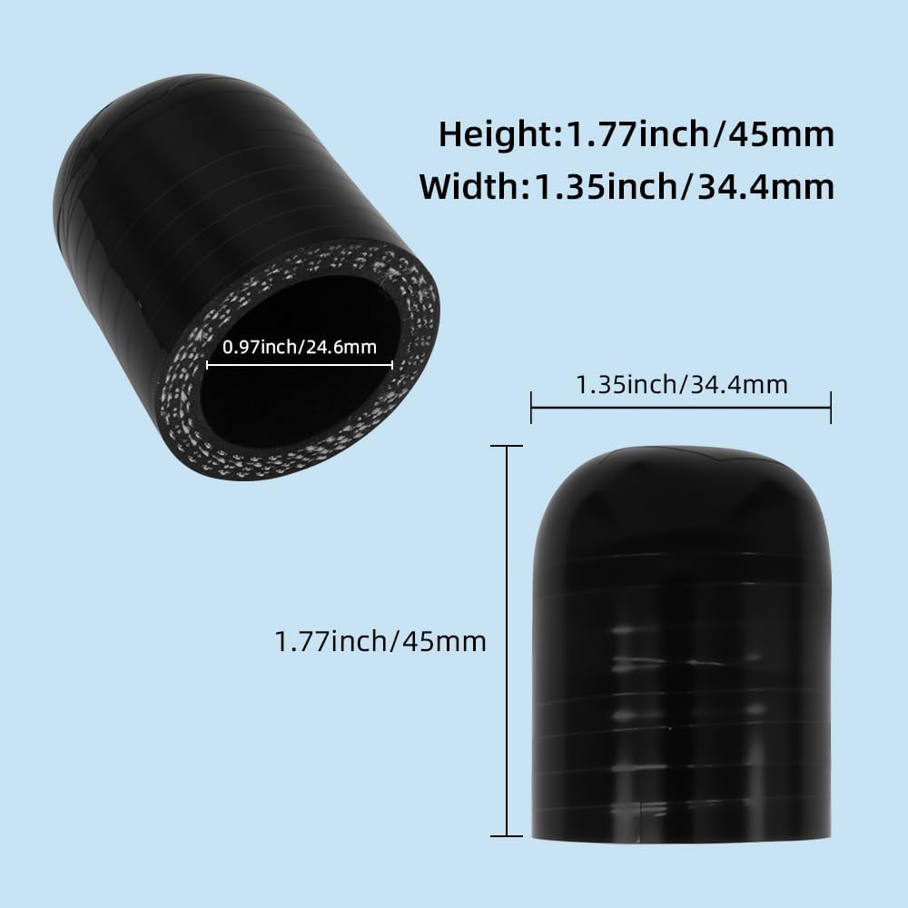 1" (25mm) Black Universal Reinforced Silicone Coolant Cap With Clamp - Fits Bypass,Vacuum Water Port & Coolant Heater Protective End Cap Kit- 3-Ply Reinforced for High Temperature Applications