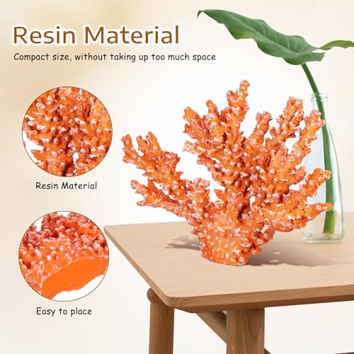 Escultura decorativa de coral de resina amarilla 13.4x9.4 pulgadas miniatura 6