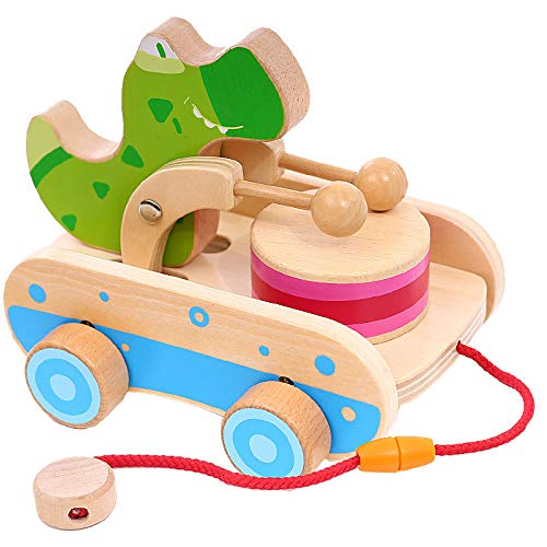 Learn More About Kids Toys, Wooden Pull Toys for Toddlers, Crocodile Beating Drum Push Toy, Best Gif...