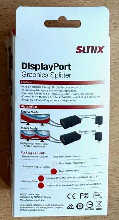 SUNIX DPH2001Screen Porttm to Dual HDMI Splitter - Image 4