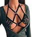 Produktbild OYSOHE Damen Lässig Plus Size Lace Rosendruck Chiffon O-Ausschnitt Rüschen Minikleid (M, Schwarz)