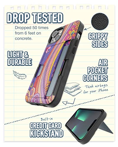 Image of Smartish iPhone 14 Wallet Case - Wallet Slayer Vol. 2 [Slim + Protective] Credit Card Holder w /Kickstand - Drop Tested Hidden Card Slot Cover Compatible w /Apple iPhone 14 - Groovy, Baby