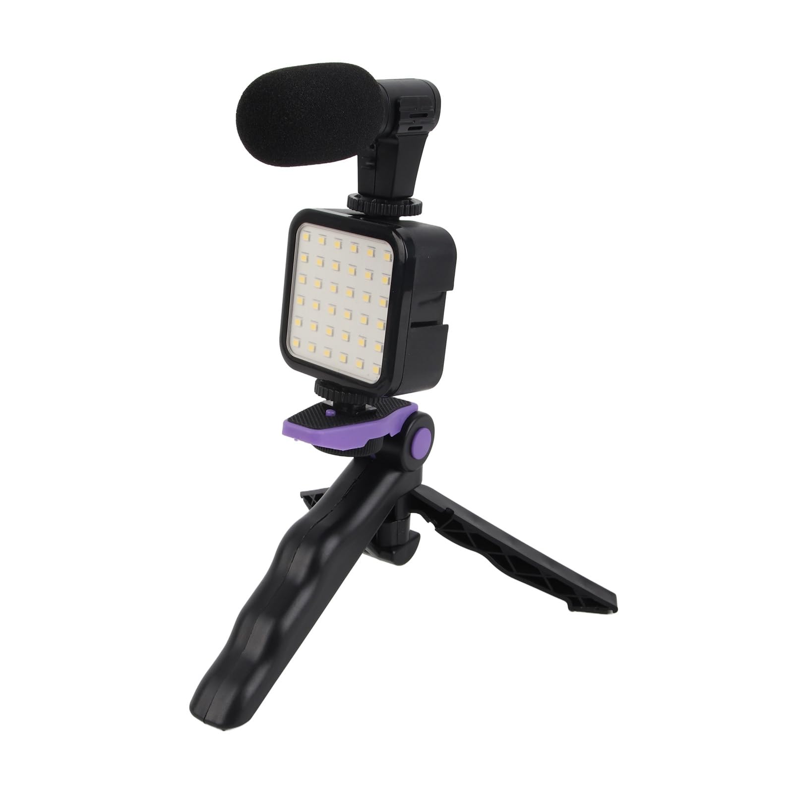 Set professionale per riprese video dal vivo con microfono e treppiede per interni ed esterni, nero, 5 pezzi