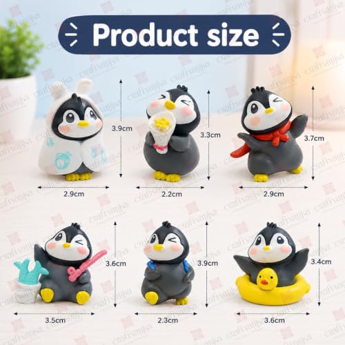 Image of CraftVatika Miniature Showpiece Birthday Gift for Girls Kids, Penguin Showpiece Set of 6 for Home Decor Items, Car Dashboard Items, Table Decoration Items, Valentine Day Gift for Girlfriend