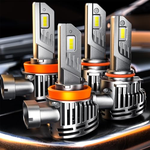 GloDrv H11 9005 Led Headlight Bulbs [Newest and Brightest] 24000lm 800% Brighter With [Upgrade Liquid Cooling] 6000k Cool White Wireless Led Bulb for Replacement, Plug and Play, Pack of 2