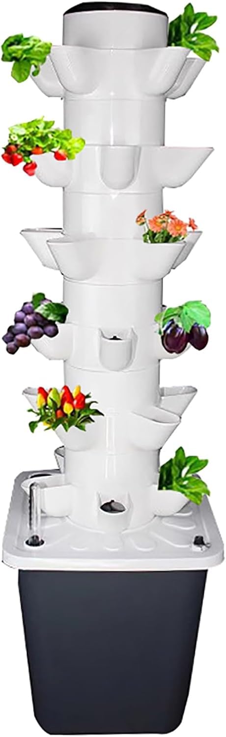 Sistema di Coltivazione idroponica da Giardino 30 baccelli Torre idroponica Kit di Coltivazione aeroponica Sistema di Semina acquaponica con Pompa idratante, Adattatore