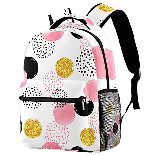 Sac à dos de voyage campus à pois avec poches ergonomiques et porte-gourde pour jeunes