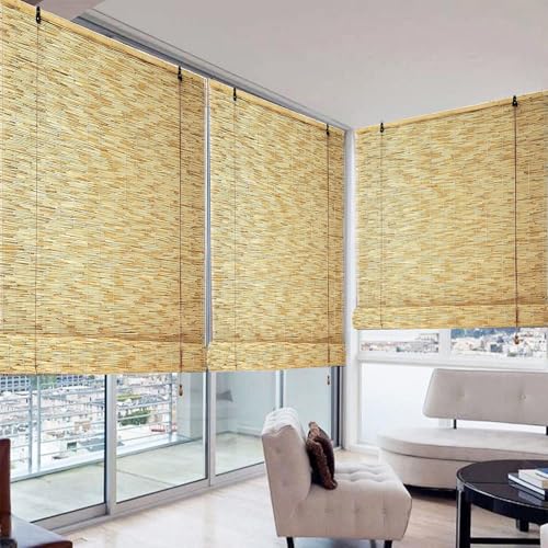 Estores De Bambú Cortinas Bambu Exterior Estor Enrollable de Bambú Persianas Romanas para Puertas Ventanas Porche 40 60 80 100 120 140 160 180 Persianas Enrollables Exterior Cortinas De Cañas Natural