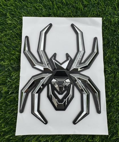 Image of 1pc Big 5.5inch Spider Emblems 3D Fender Rear Door Badges Custom Sticker Nameplate Replacement for Universal Car Body Motorcycle SUV Widow Door Edition Decoration (Chrome Black)