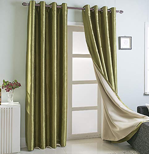 Image of GYROHOME Faux Silk Blackout Curtains, Fully Lined Solid Color Window Treatment Drapes for Bedroom and Thermal Insulated Grommet Top Room Darkening Drapes, (2 Panels, 52x84inch, Grass Green)